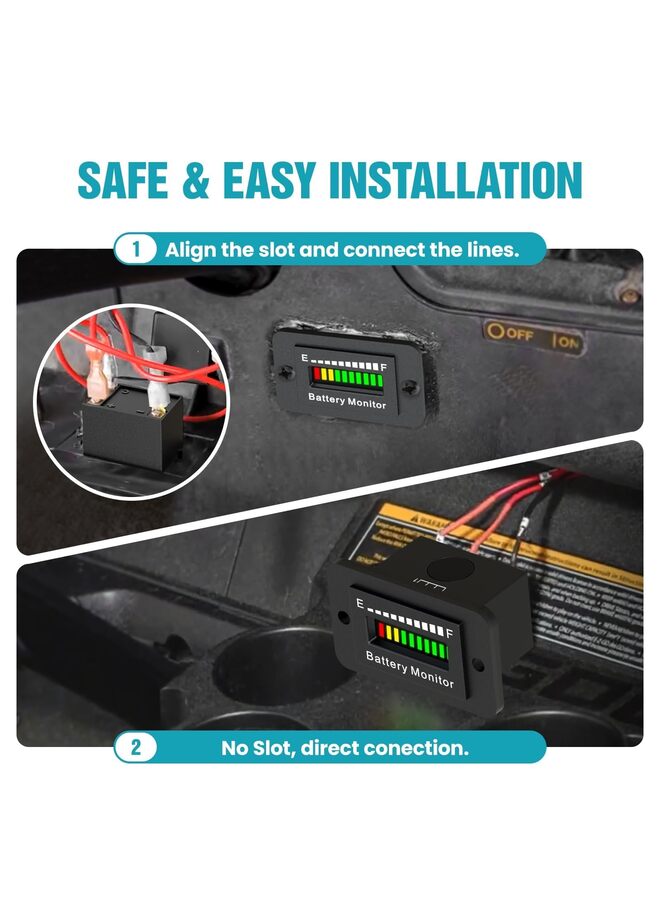 LAMAY 12V 24V 36V 48V 60V 72V Battery Monitor Meter, Water-proof LED Battery Capacity Voltage Indicator Acid&Lithium Battery Gauge Meter Most Cars - Image 3